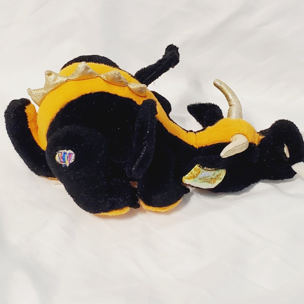 Ganz Webkinz Lava Dragon Plush Black Orange Gold Metallic Horns HM463 No Code